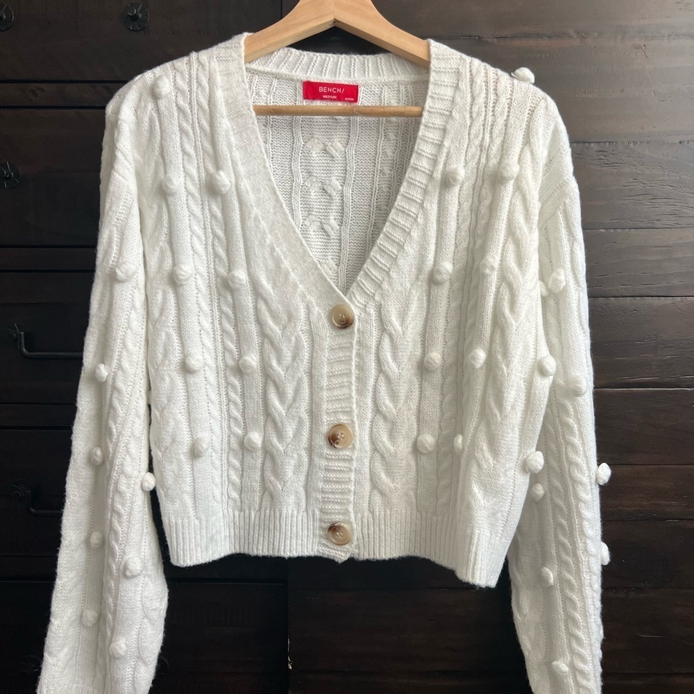 Women's White Cable Knit Sweater